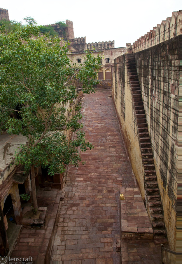steps up to the palace walls / jodhpur, india
