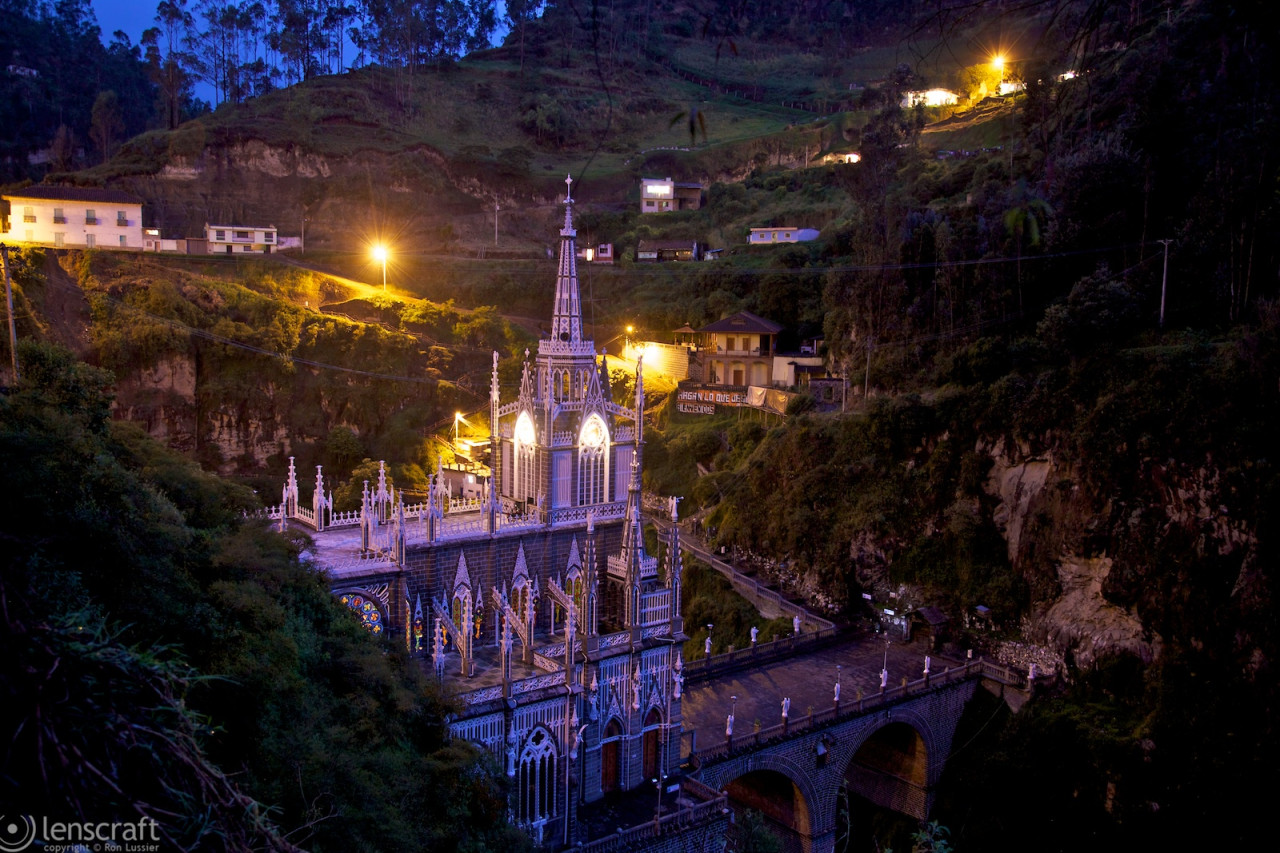 from beyond the slide / las lajas sanctuary, colombia